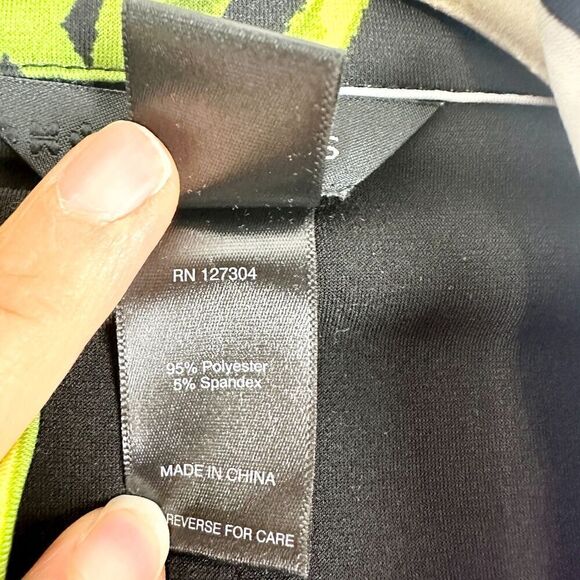 Ali Miles Wire Collar Slinky Button Front Shirt Size Large Tropical 3/4 Sleeve - Picture 7 of 7